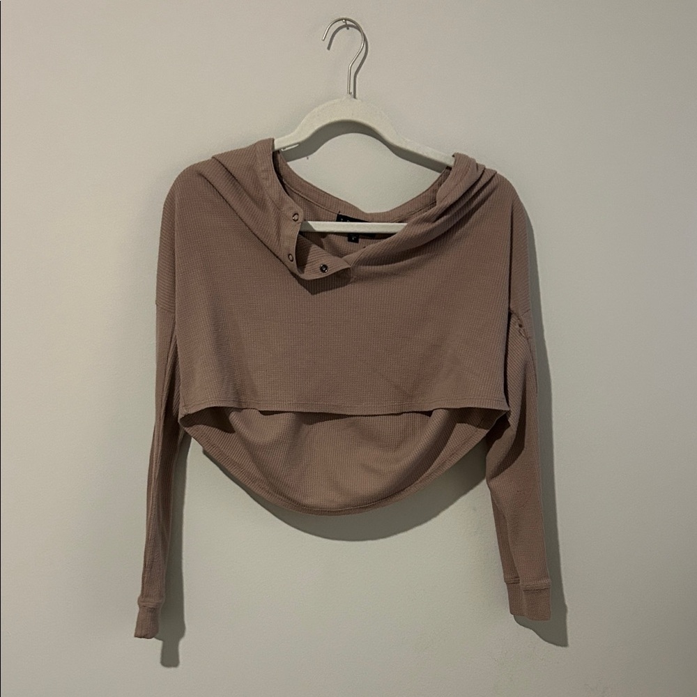 Trixxi Women's Brown Cropped Hoodie